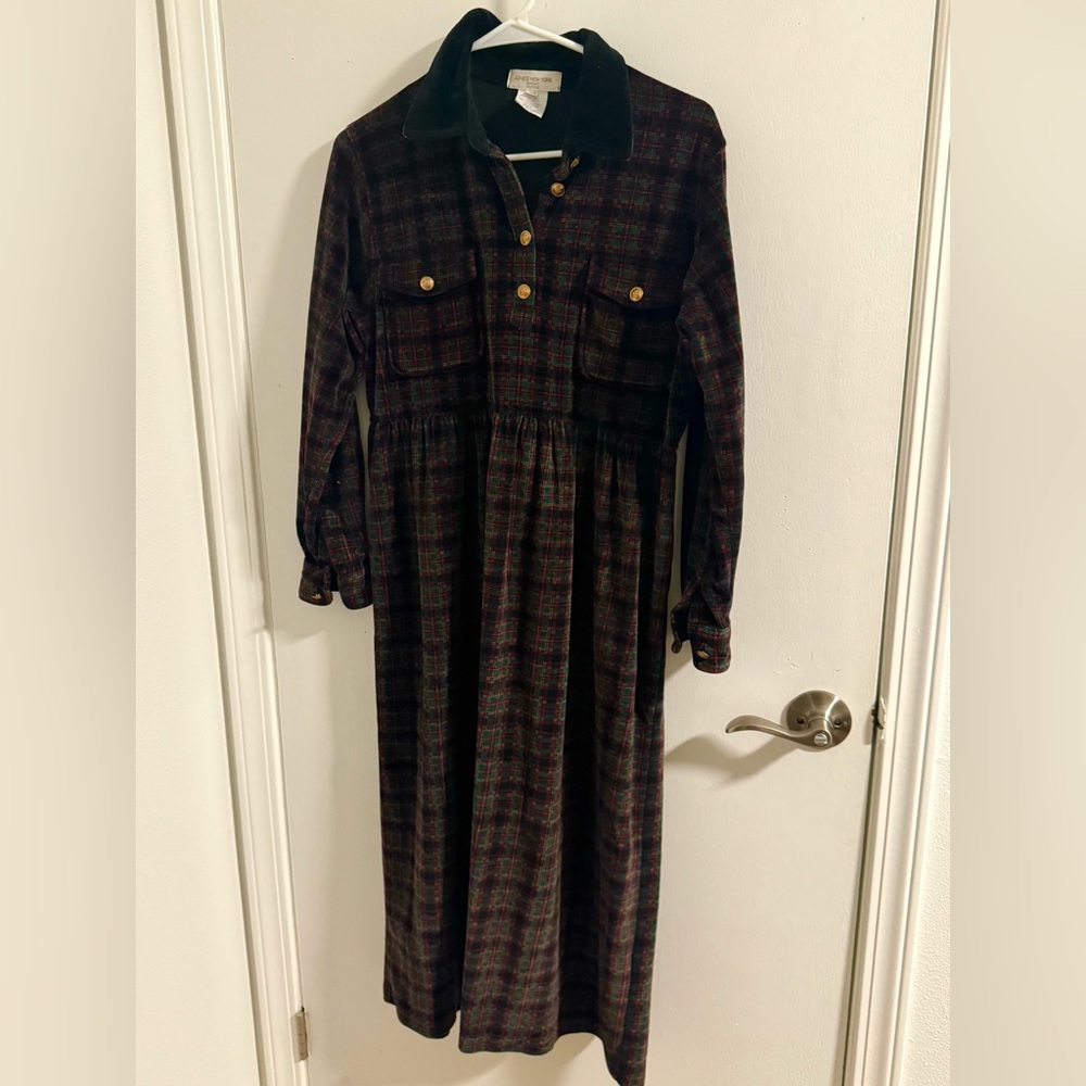 Vintage 90s Plaid Velvet Dress - Jones New York Sport Petite size Petite Small